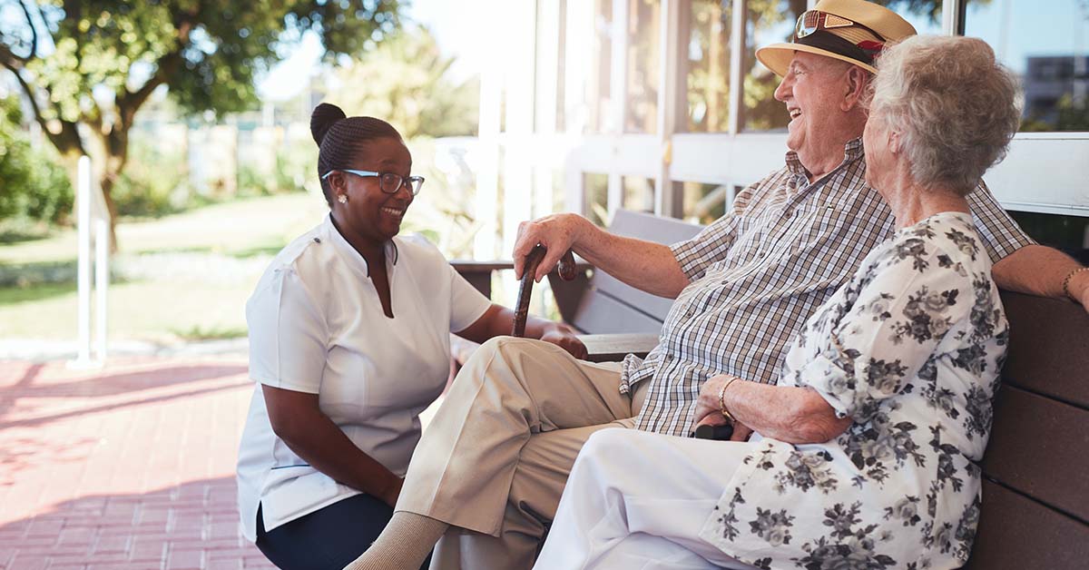 Seniors outside enjoying their day